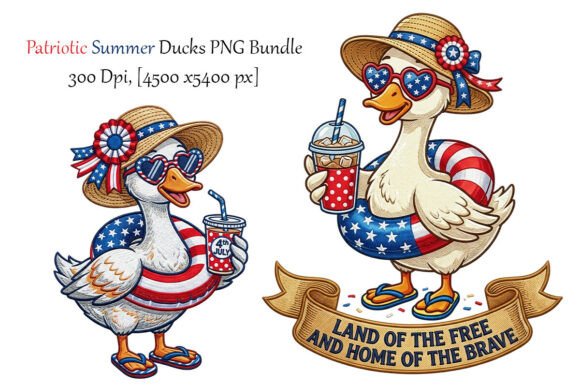 4th of July Summer Ducks Clipart Bundle: A Versatile Design Resource for Patriotic Creativity