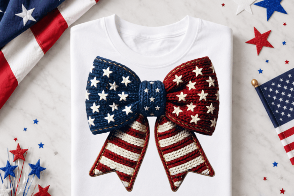 American Flag Bow Clipart Faux Yarn PNG: Strategic Design Value for Creative Professionals