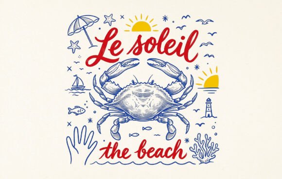 Blue Hand Drawn Summer PNG: Coastal Charm for Creative Projects