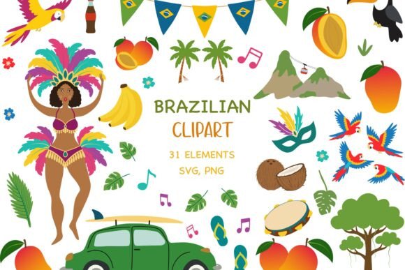 Brazil Carnival Rio Clipart SVG Bundle: Design with Authentic Brazilian Flair