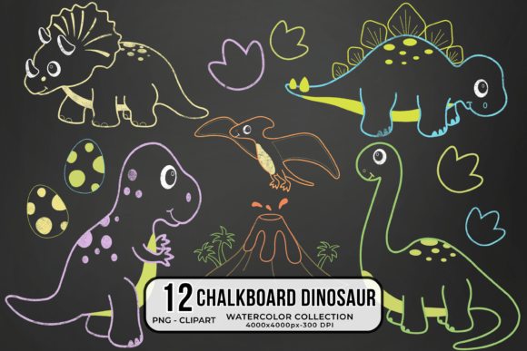 Chalkboard Dinosaur Clipart for Kids & Dino Lovers