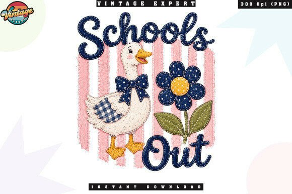 Cute Schools Out Goose Patchwork PNG: Strategic Design for Creative Entrepreneurs