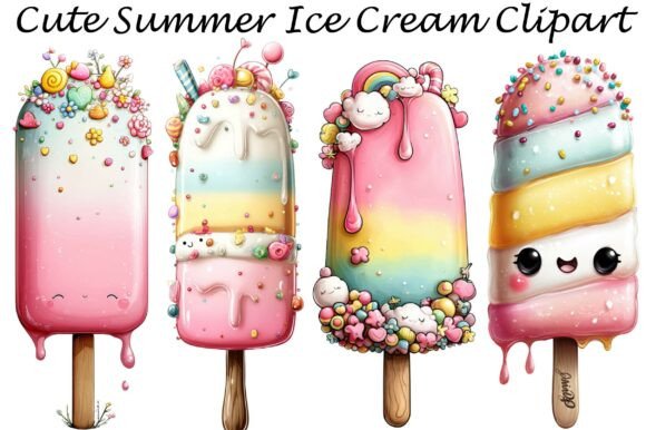 Cute Summer Ice Cream Clipart: A Versatile Design Resource for Creative Projects