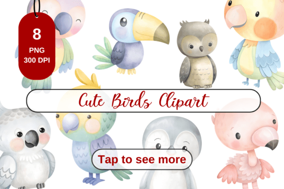 Cute Watercolor Birds Clipart Set: A Versatile Design Resource for Creatives