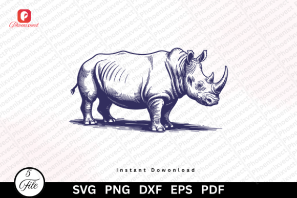 Elevating Creative Projects with Safari Animal Hand Drawn Rhinoceros SVG