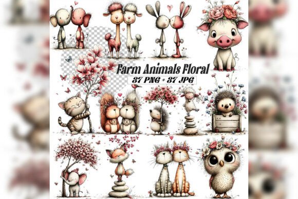 Enhancing Creative Projects with the Whimsical Farm Animals Floral Set