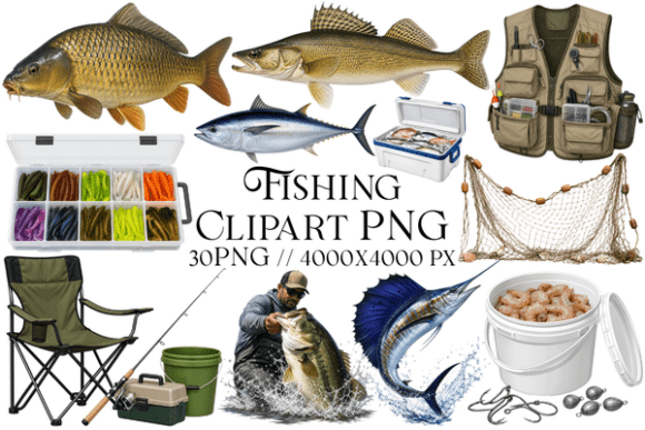 Fishing Clipart PNG: Enhancing Outdoor-Themed Designs