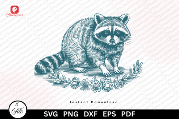 Hand Drawn Woodland Raccoon SVG PNG: Adding Rustic Charm to Creative Projects