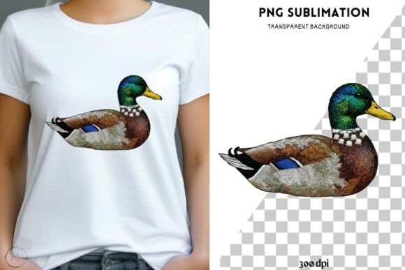 Mallard Duck PNG with Embroidered Style for Rustic Projects
