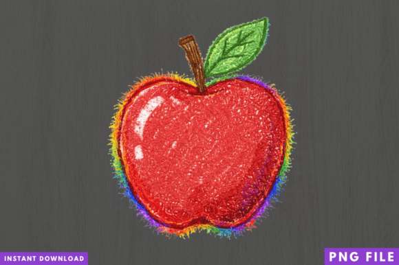 Rainbow Apple Crayon PNG: A Creative Design for Sublimation and More