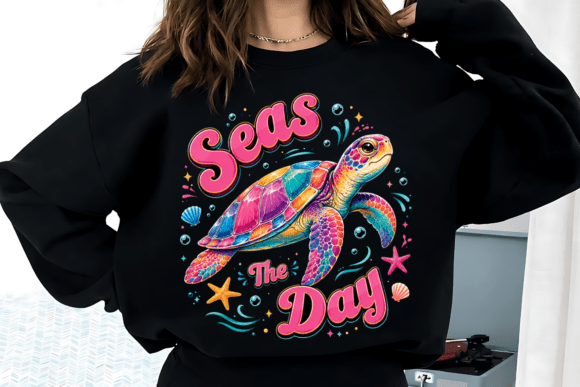 Seas the Day Summer Beach Turtle PNG