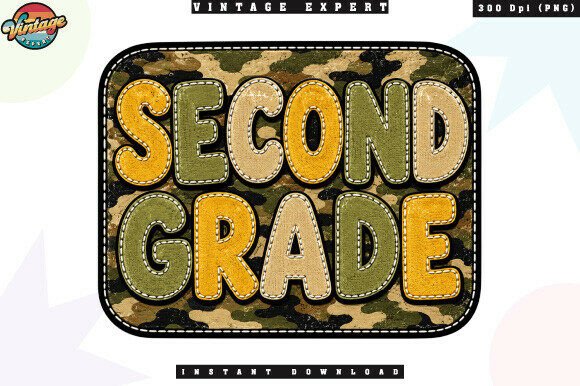 Second Grade Camo School Patchwork PNG – The Ultimate Design for Back to School Apparel and Accessories