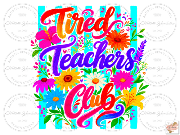 Striped Floral Teacher PNG: A Fresh Design for Educators and Creatives