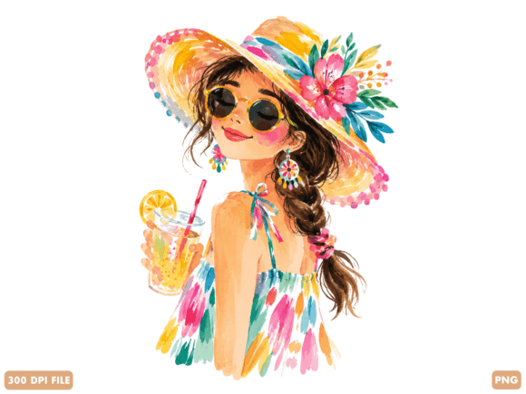 Summer Girl Watercolor Fashion PNG: A Versatile Design Asset