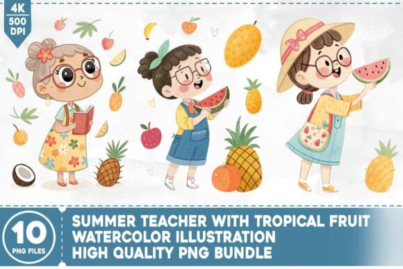 Summer Teacher with Tropical Fruit Design