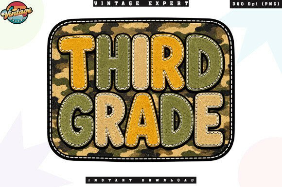 Third Grade Camo School Patchwork PNG: A Versatile Design for Creative Back-to-School Projects