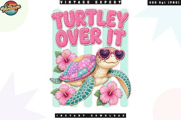 Turtley Over It Sea Turtle Patchwork PNG: A Playful Design for Ocean Lovers and Creative Entrepreneurs