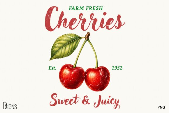 Vintage Cherry Retro Summer Fruit PNG: A Timeless Design for Nostalgic Projects