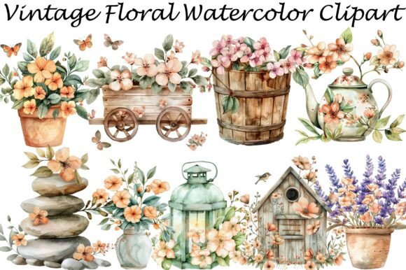 Vintage Floral Watercolor Clipart: Strategic Design Elements for Creative and Business Use