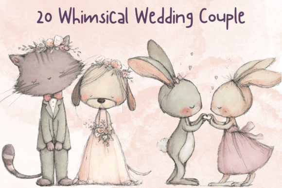 Wedding Couple Animals Clipart Set: A Creative Resource for Romantic and Whimsical Design Projects